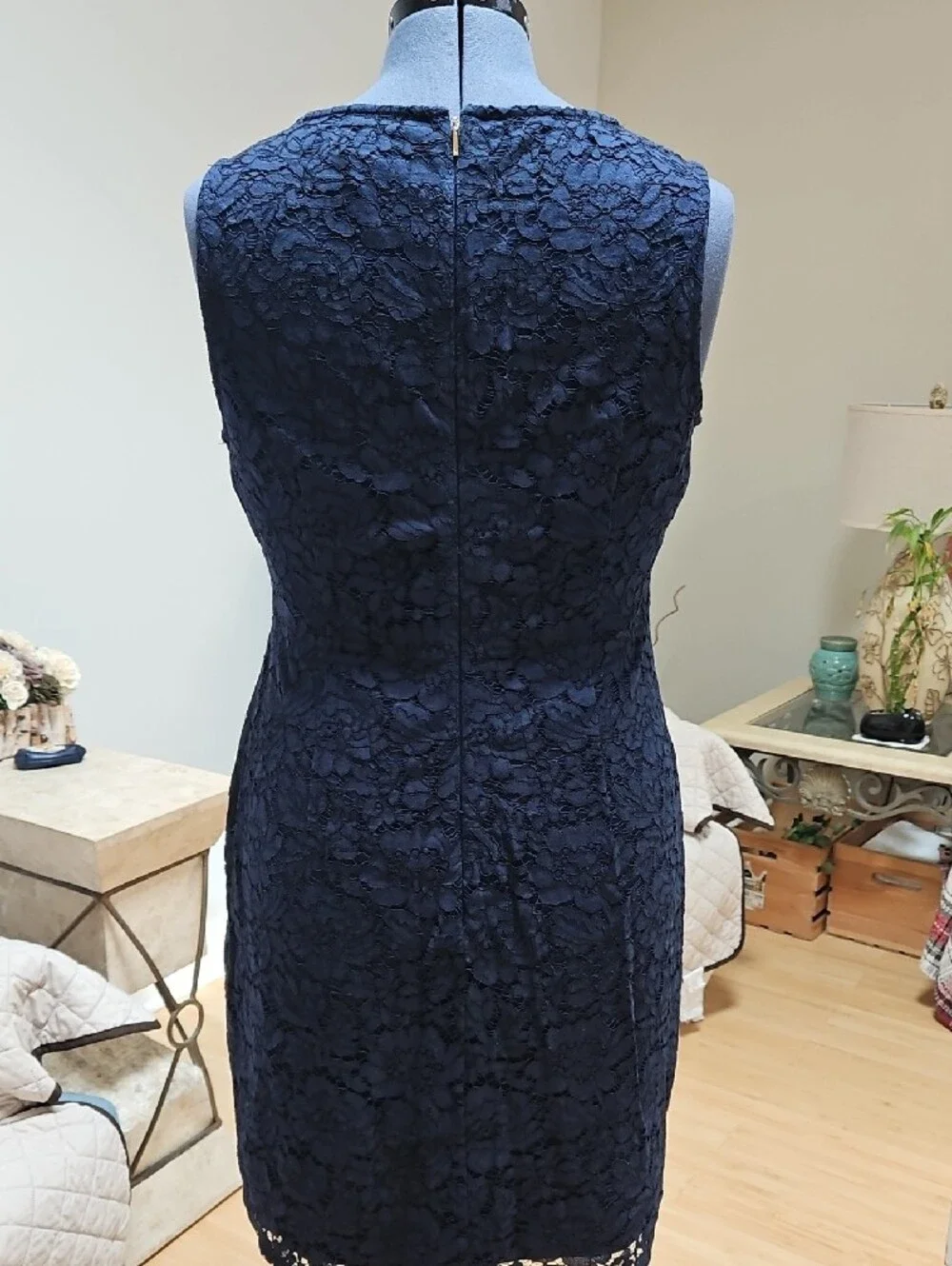 Donna Karan Navy Color Lace Sheath Dress